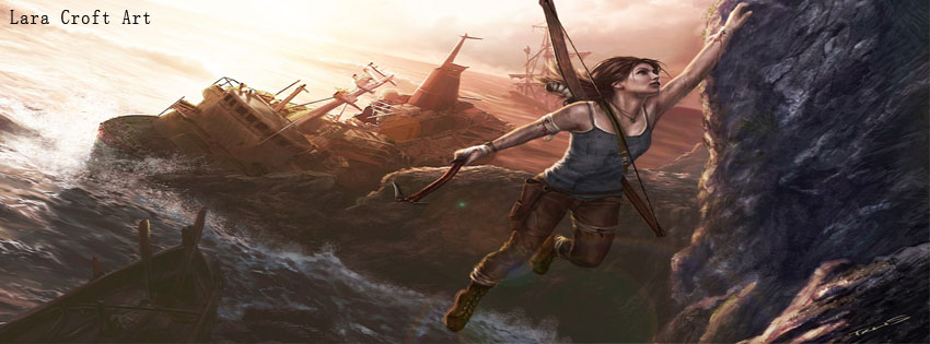 Lara Croft Art facebook cover photo
