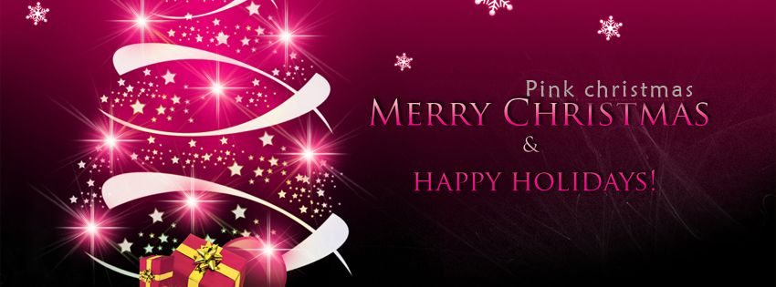 Pink christmas facebook cover photo